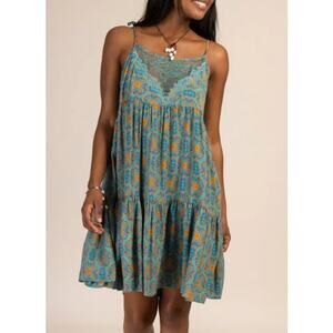 NATURAL LIFE Turquoise and Amber Floral Mini Dress